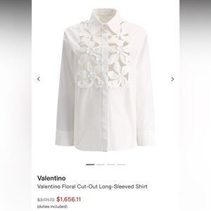 Sexy Sophisticated White Floral Cut-Out Long Sleeve Button Up